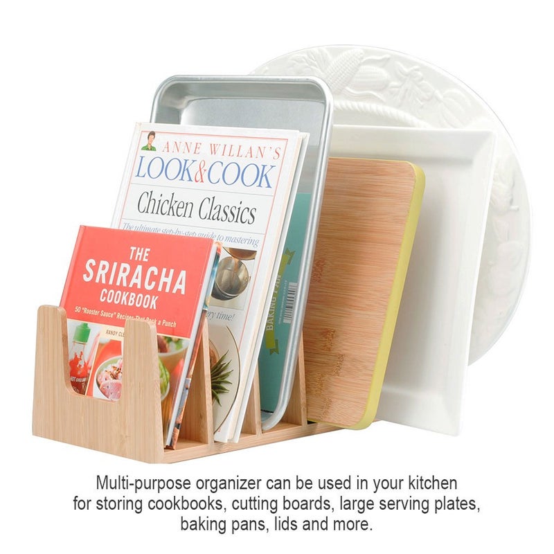 MobileVision Bamboo Pot Lid Holder Organizer for Storage in Cabinets or Kitchen Countertops and Cupboards - Image 4